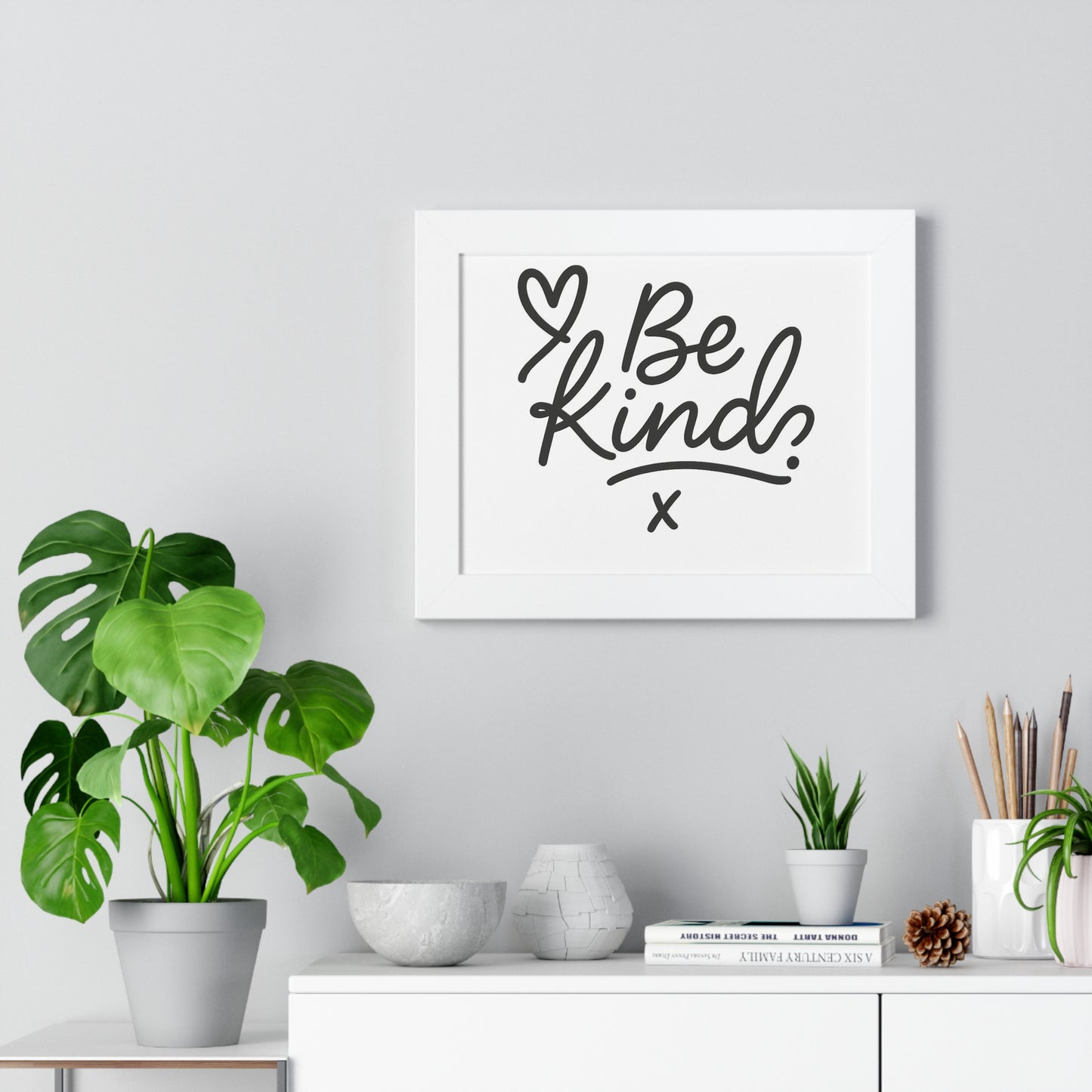Be Kind Framed Poster – Minimalist Wall Art, Modern Quote Print, Inspirational Decor for Home or Office