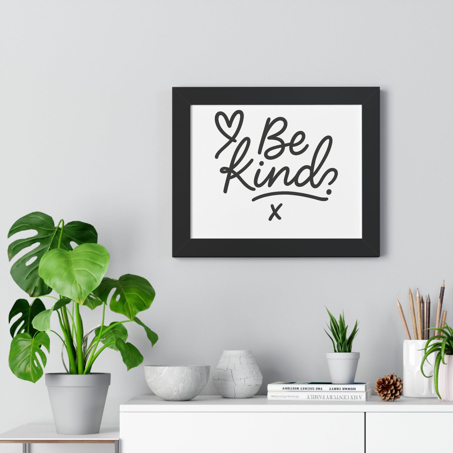 Be Kind Framed Poster – Minimalist Wall Art, Modern Quote Print, Inspirational Decor for Home or Office
