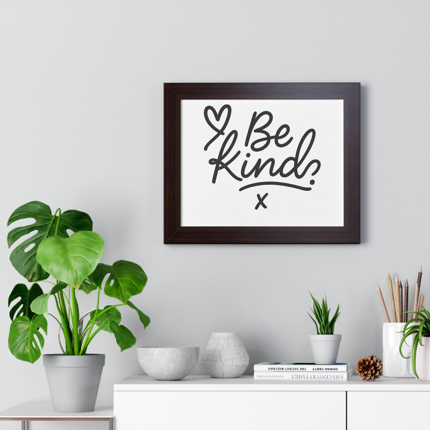 Be Kind Framed Poster – Minimalist Wall Art, Modern Quote Print, Inspirational Decor for Home or Office