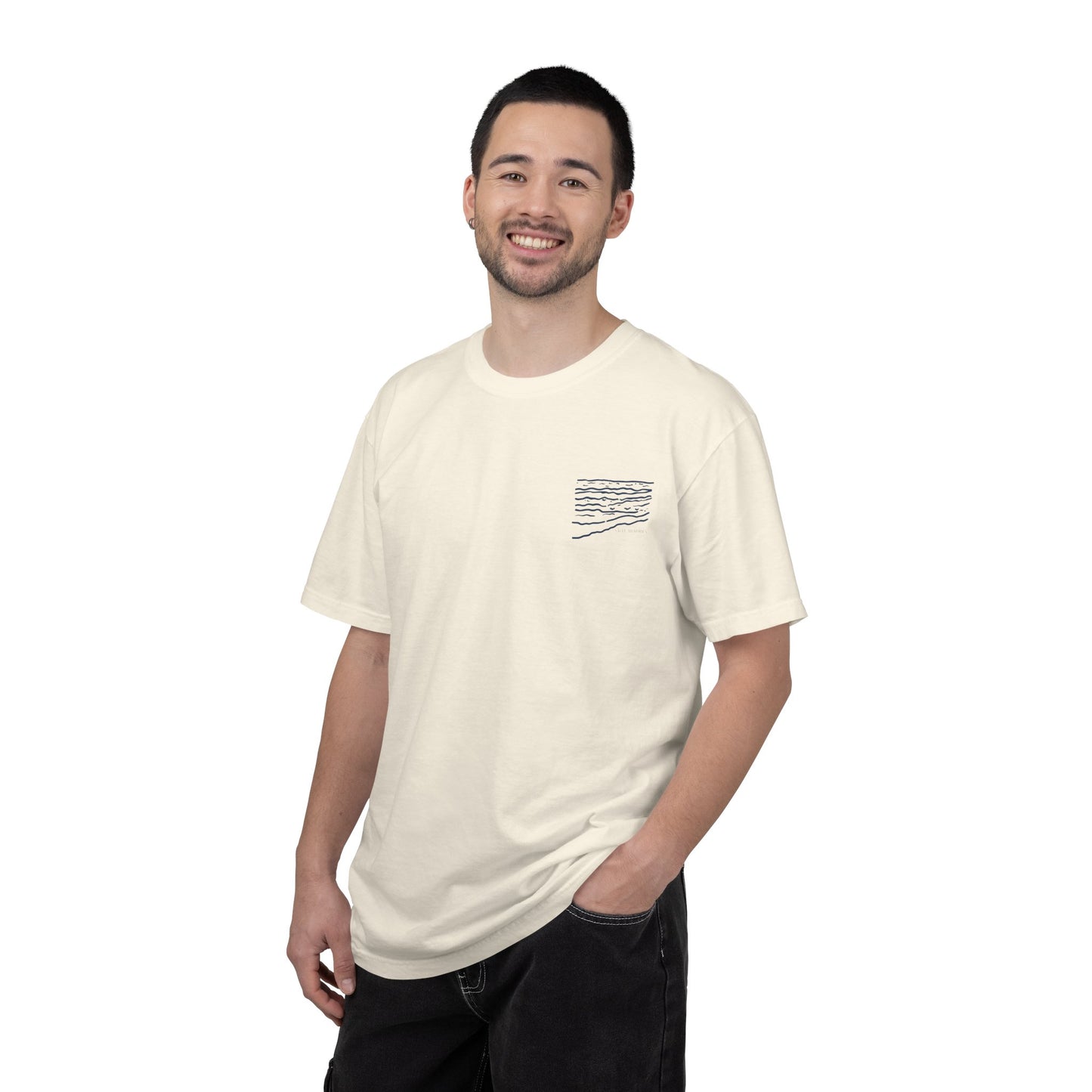 Sea Waves T-Shirt — Minimal Beach Graphic "Salt Memories"