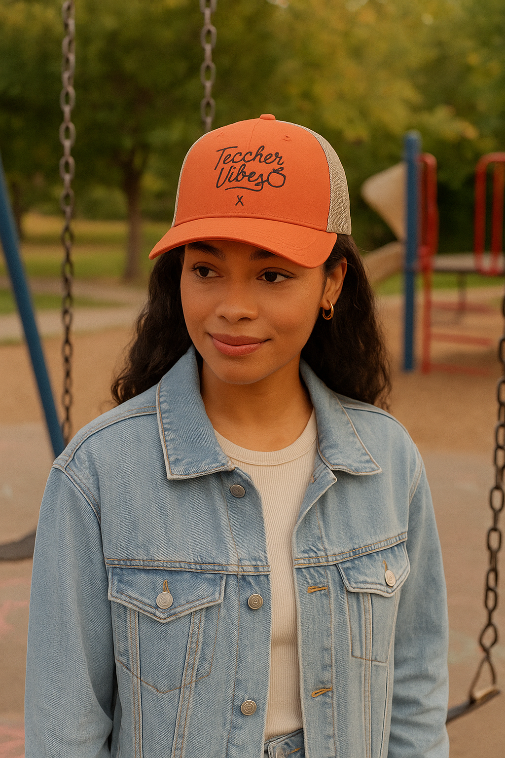 Teacher Vibes Snapback Trucker Cap by Little Things by Nicky — Teacher Vibes apparel from Miami, Florida.