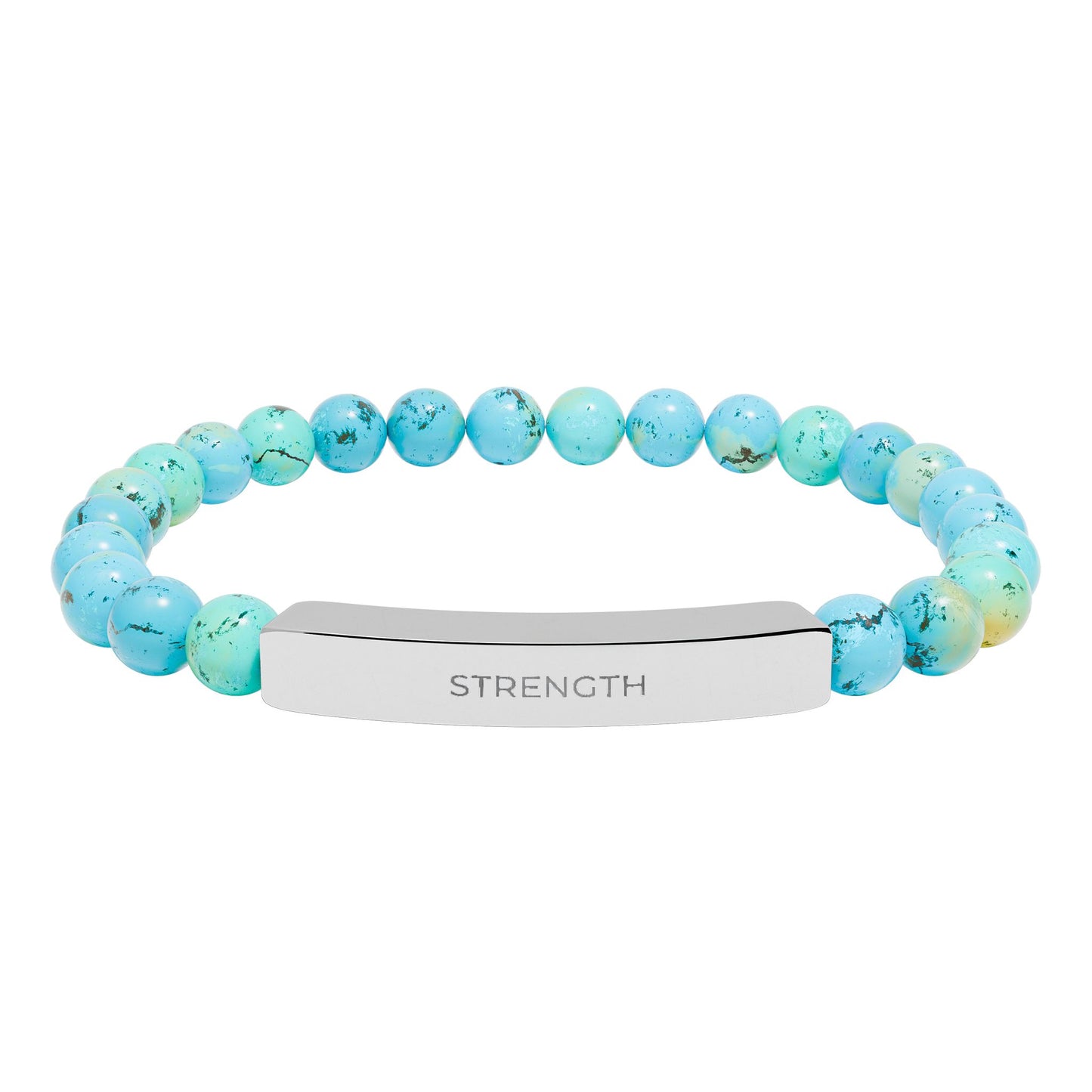 Personalized Natural Stone Bar Bracelet – Engraved Stainless Steel Stretch Bracelet