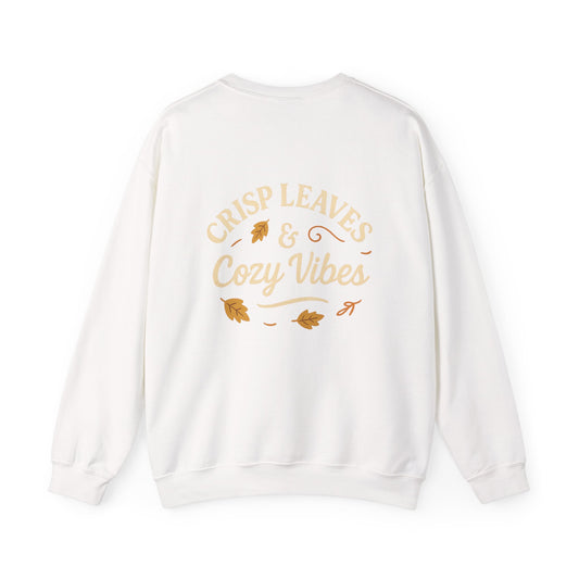 Crisp Leaves Cozy Vibes Fall Sweatshirt by Little Things by Nicky — Cozy Corners apparel from Miami, Florida.