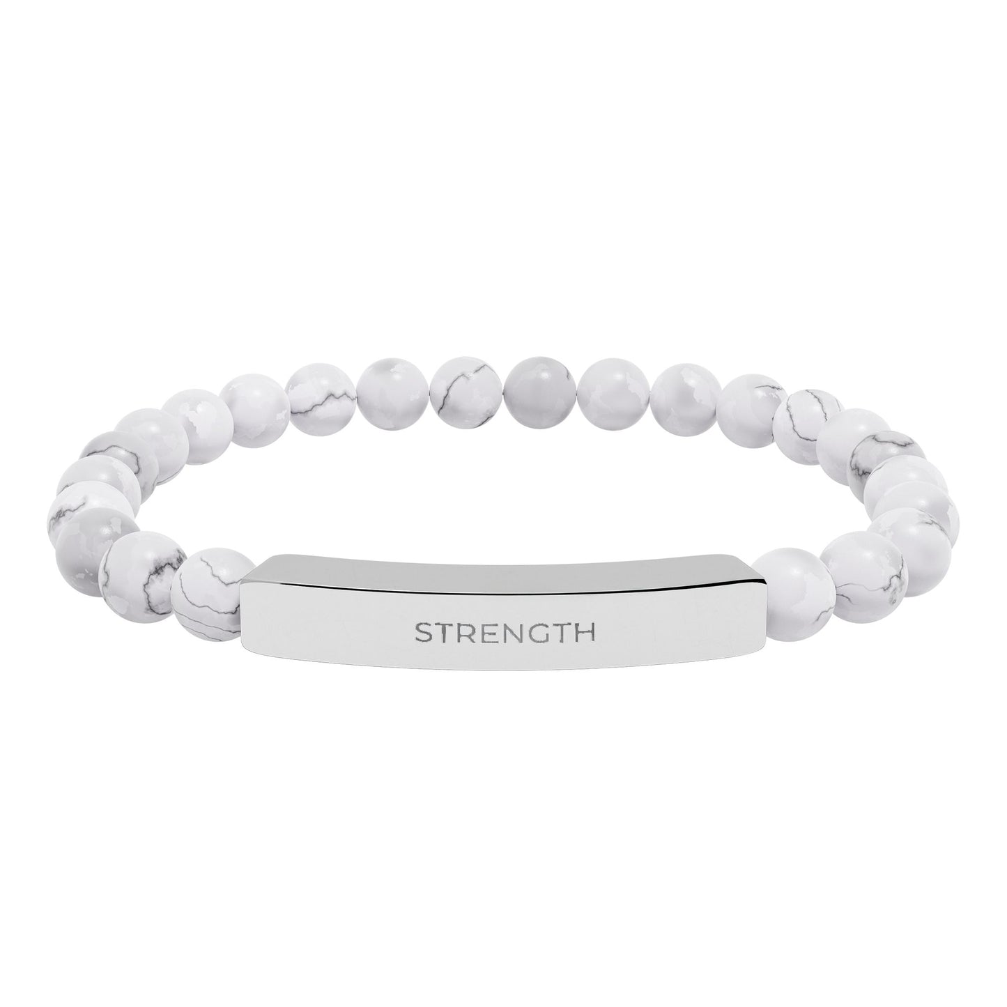 Personalized Natural Stone Bar Bracelet – Engraved Stainless Steel Stretch Bracelet