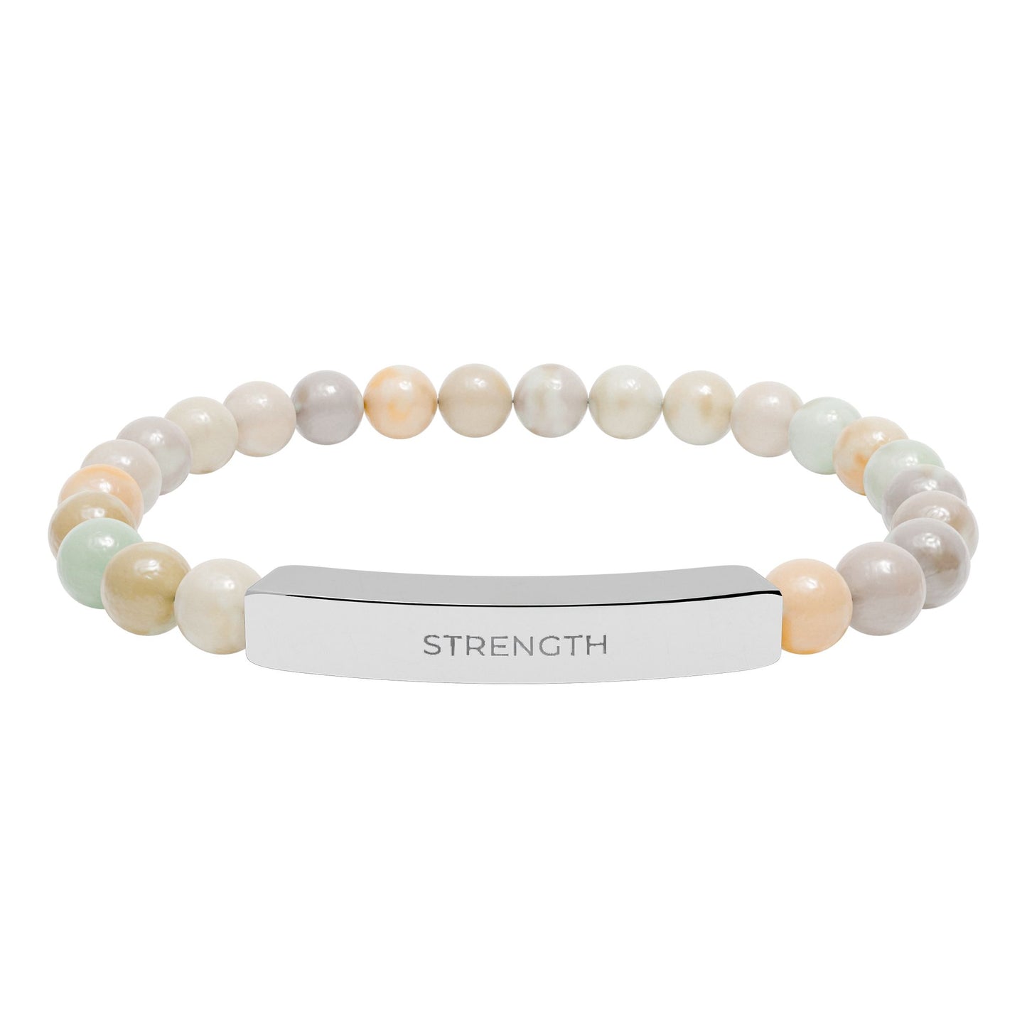 Personalized Natural Stone Bar Bracelet – Engraved Stainless Steel Stretch Bracelet