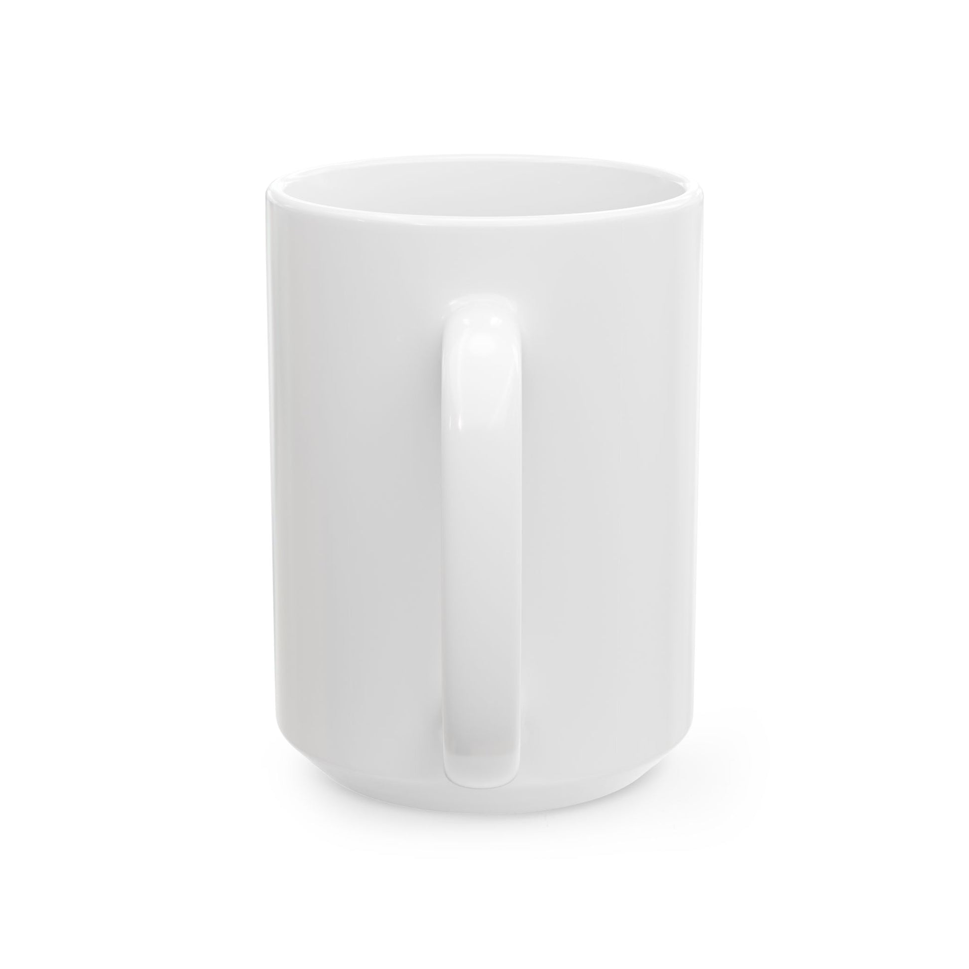 Better Days Ahead white ceramic mug with a retro script single-sided print, back view