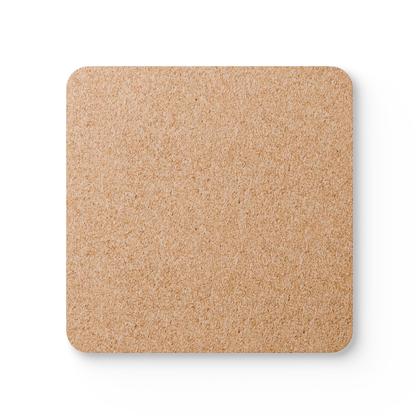 Collect Good Moments corkwood coaster set with a bright hand-lettered design, back view