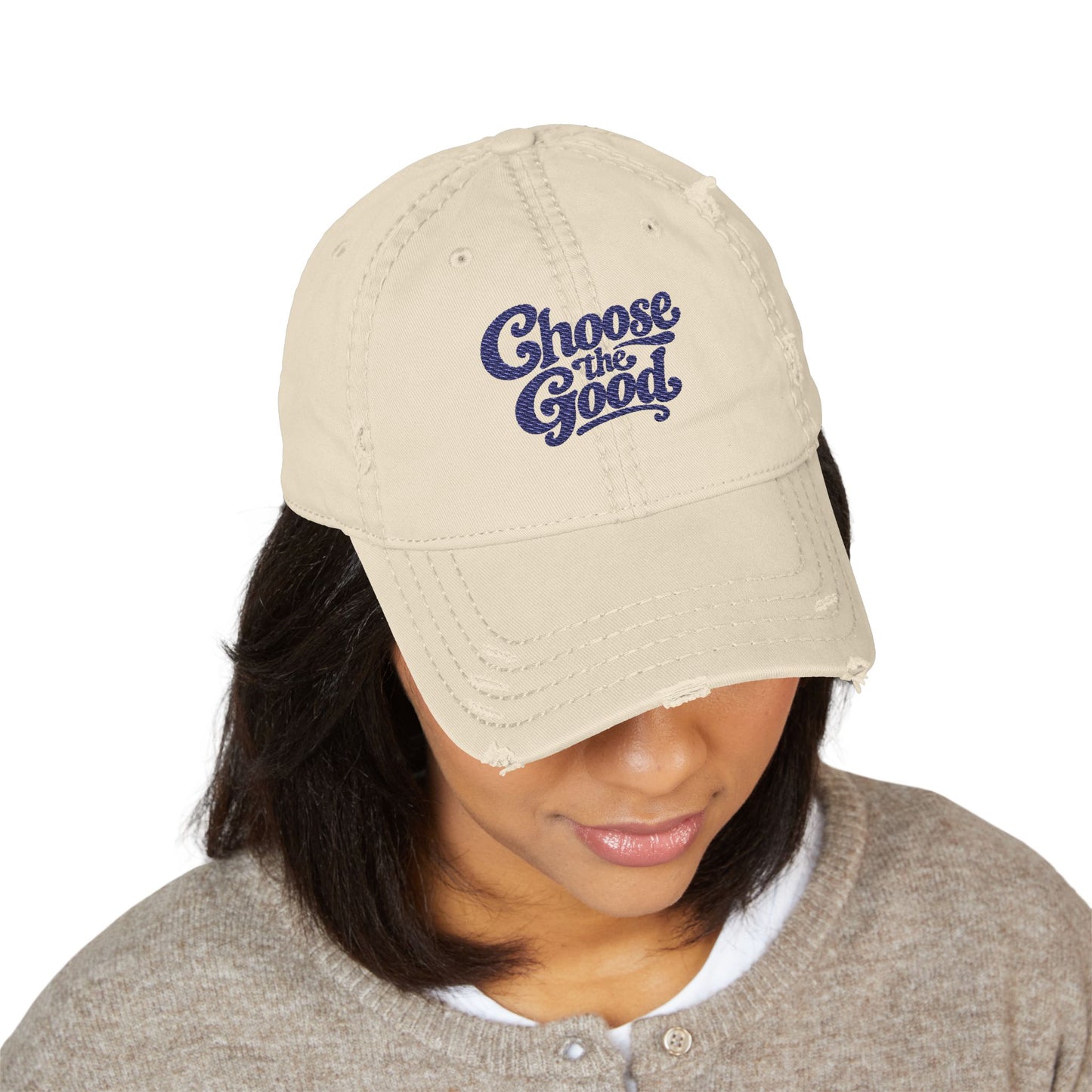Choose the Good embroidered dad hat, cotton twill with a small script logo on the front.
