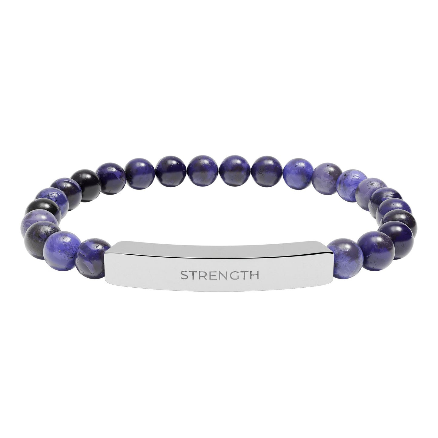 Personalized Natural Stone Bar Bracelet – Engraved Stainless Steel Stretch Bracelet