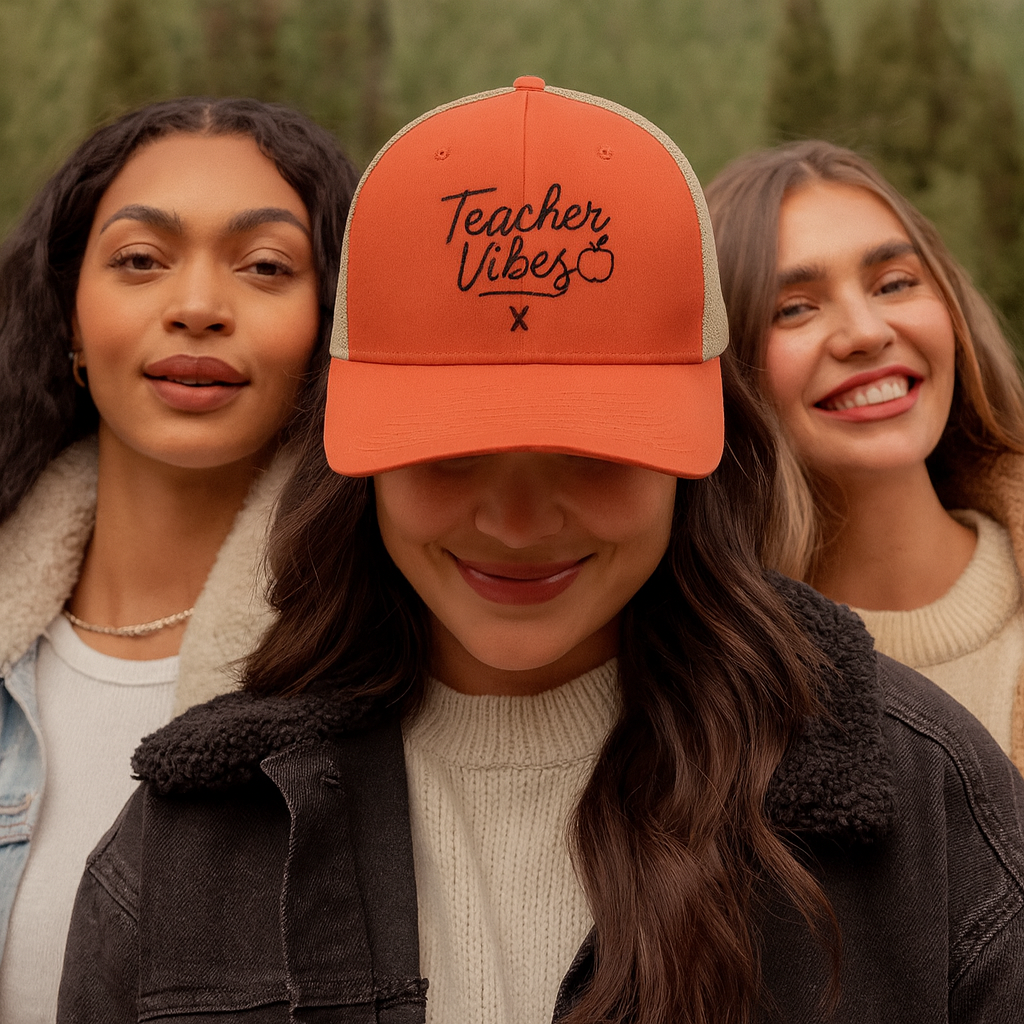 Teacher Vibes Snapback Trucker Cap by Little Things by Nicky — Teacher Vibes apparel from Miami, Florida.