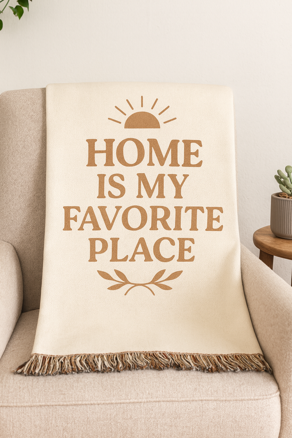 Home Is My Favorite Place – Boho Woven Throw Blanket