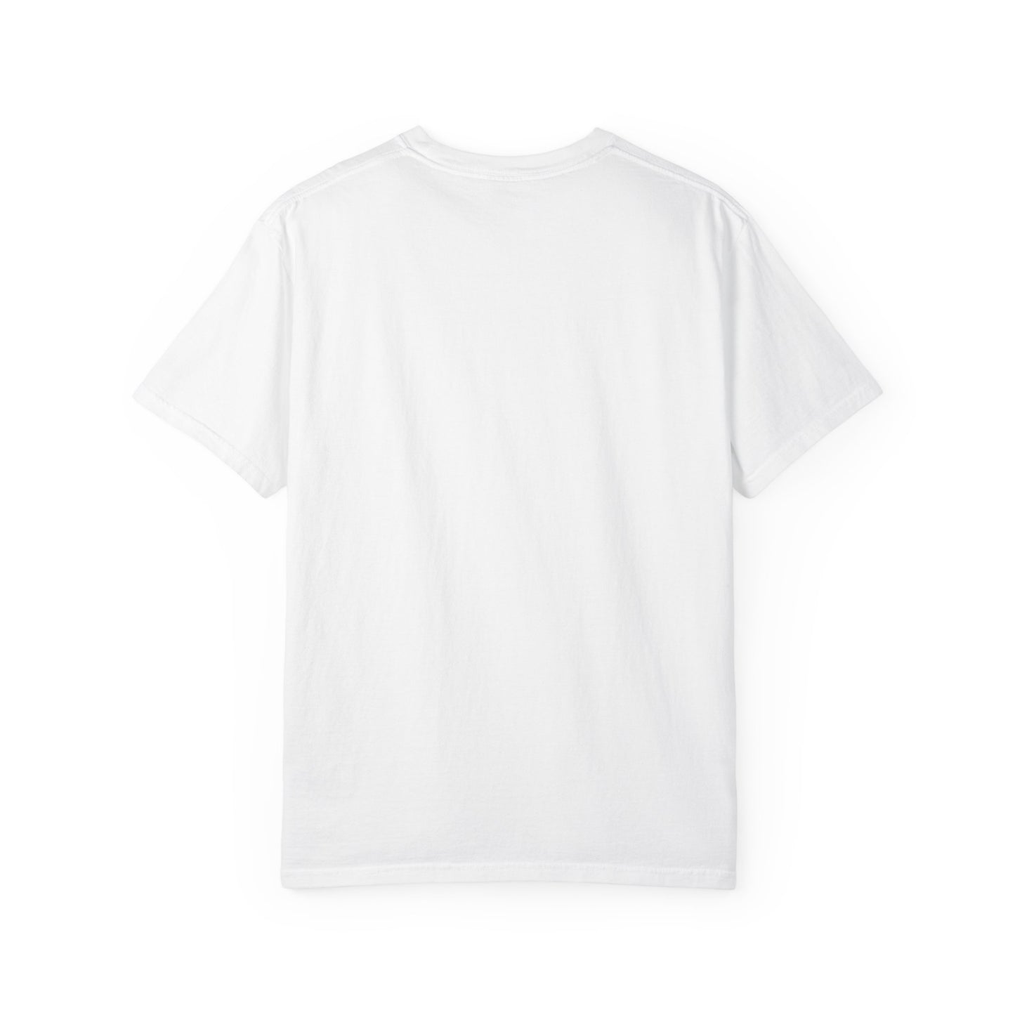 Collect Good Moments Tee in White, back view - a small left-chest brush-script print on a garment-dyed Comfort Colors 1717 tee.
