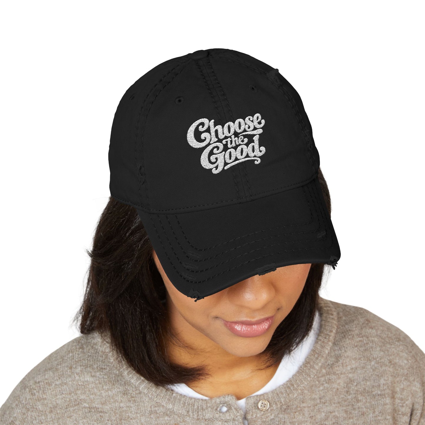 Choose the Good embroidered dad hat, cotton twill with a small script logo on the front.