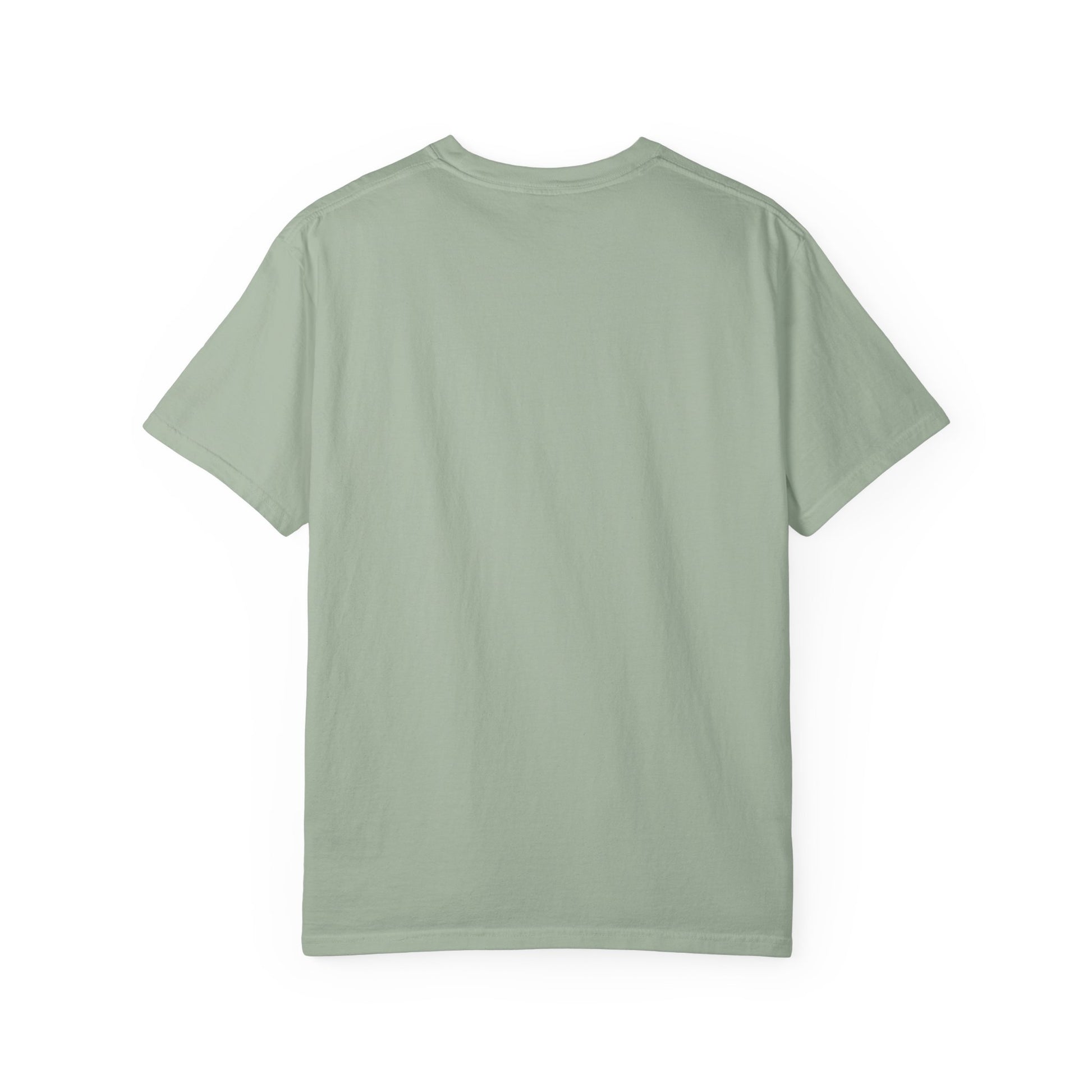 Take Me To The Beach Tee in Bay, back view - a centred upper-front print on a garment-dyed Comfort Colors 1717 tee.