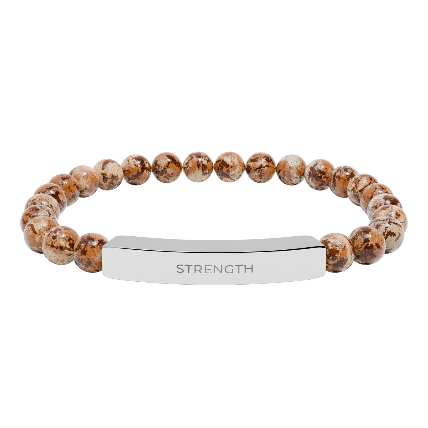 Personalized Natural Stone Bar Bracelet – Engraved Stainless Steel Stretch Bracelet