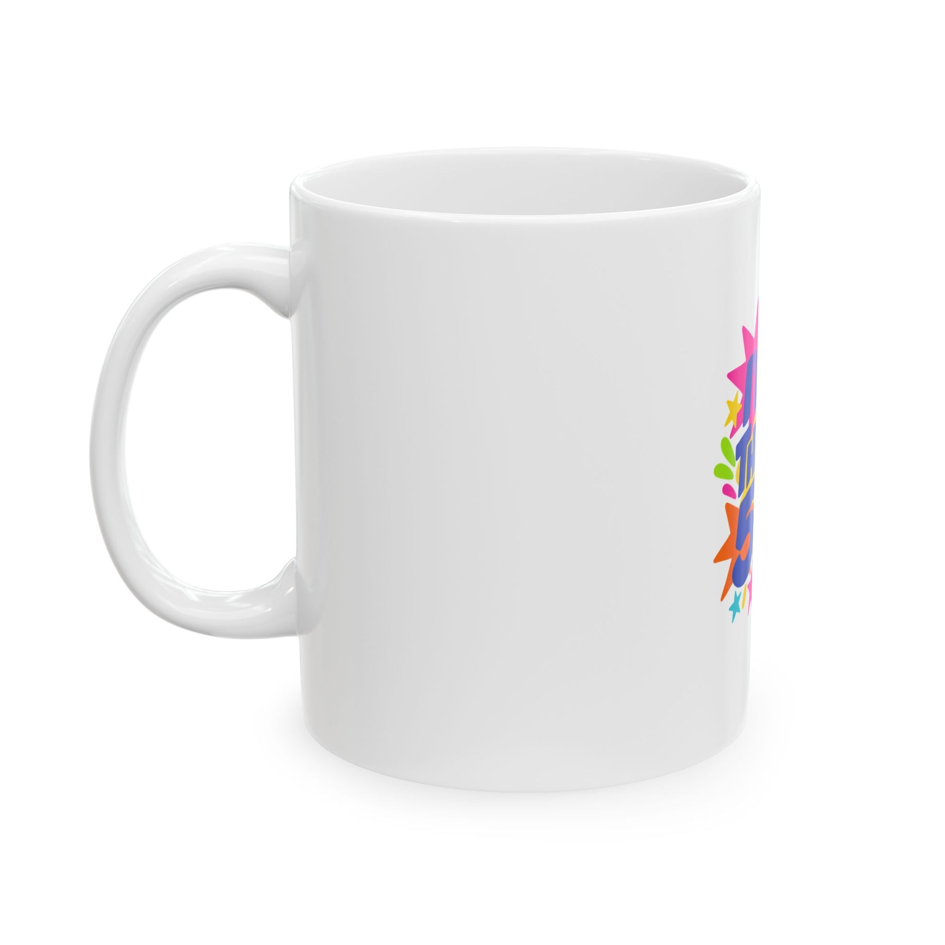 I'll Be There In 5-ish white ceramic mug with a bright single-sided print, left