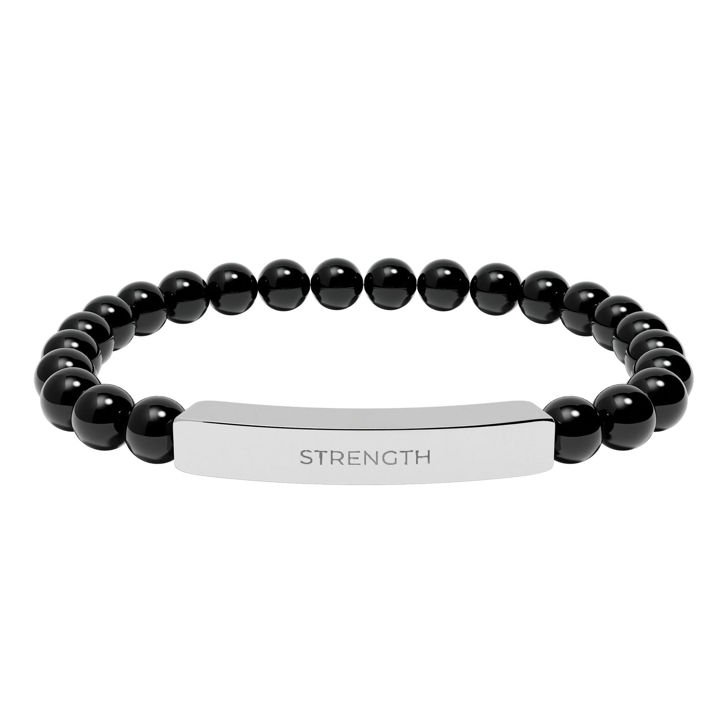 Personalized Natural Stone Bar Bracelet – Engraved Stainless Steel Stretch Bracelet