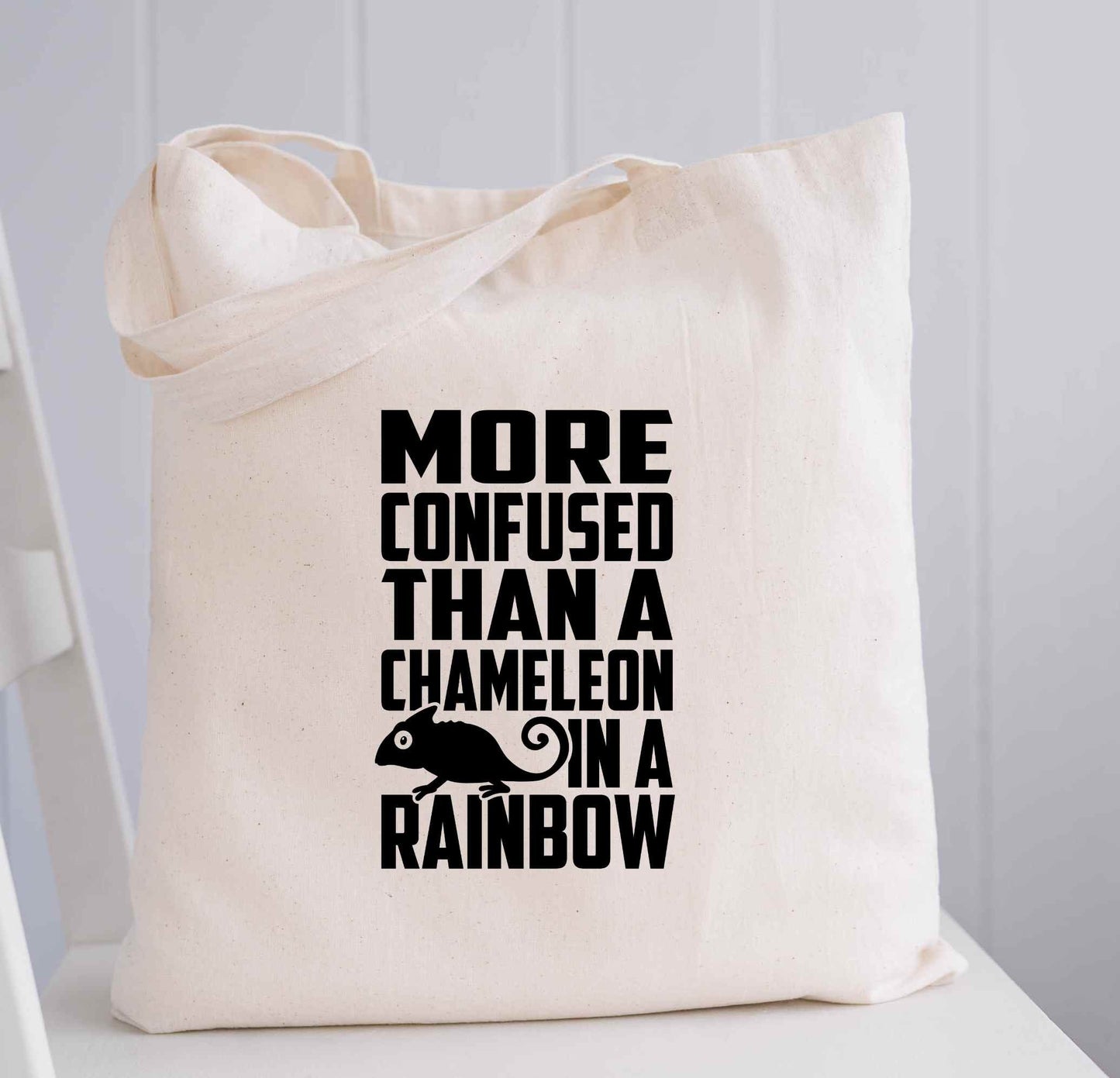 More Confused Chameleon In A Rainbow - 100% Cotton Canvas Tote Bag