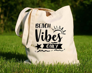 Beach Vibes Only Summer 100% Cotton Tote Bags