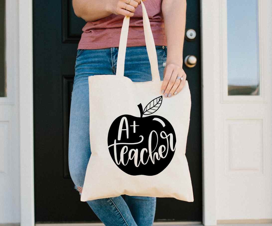 A+ Teacher Teacher's 100% Cotton Tote Bags