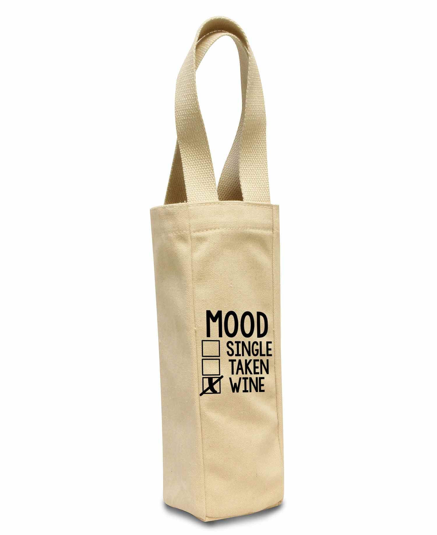 MOOD: Single Taken WINE 100% Cotton Wine Tote Bags