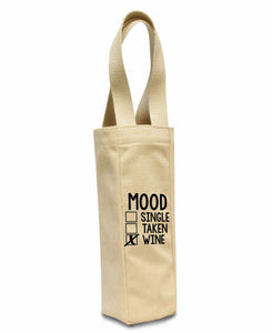 MOOD: Single Taken WINE 100% Cotton Wine Tote Bags