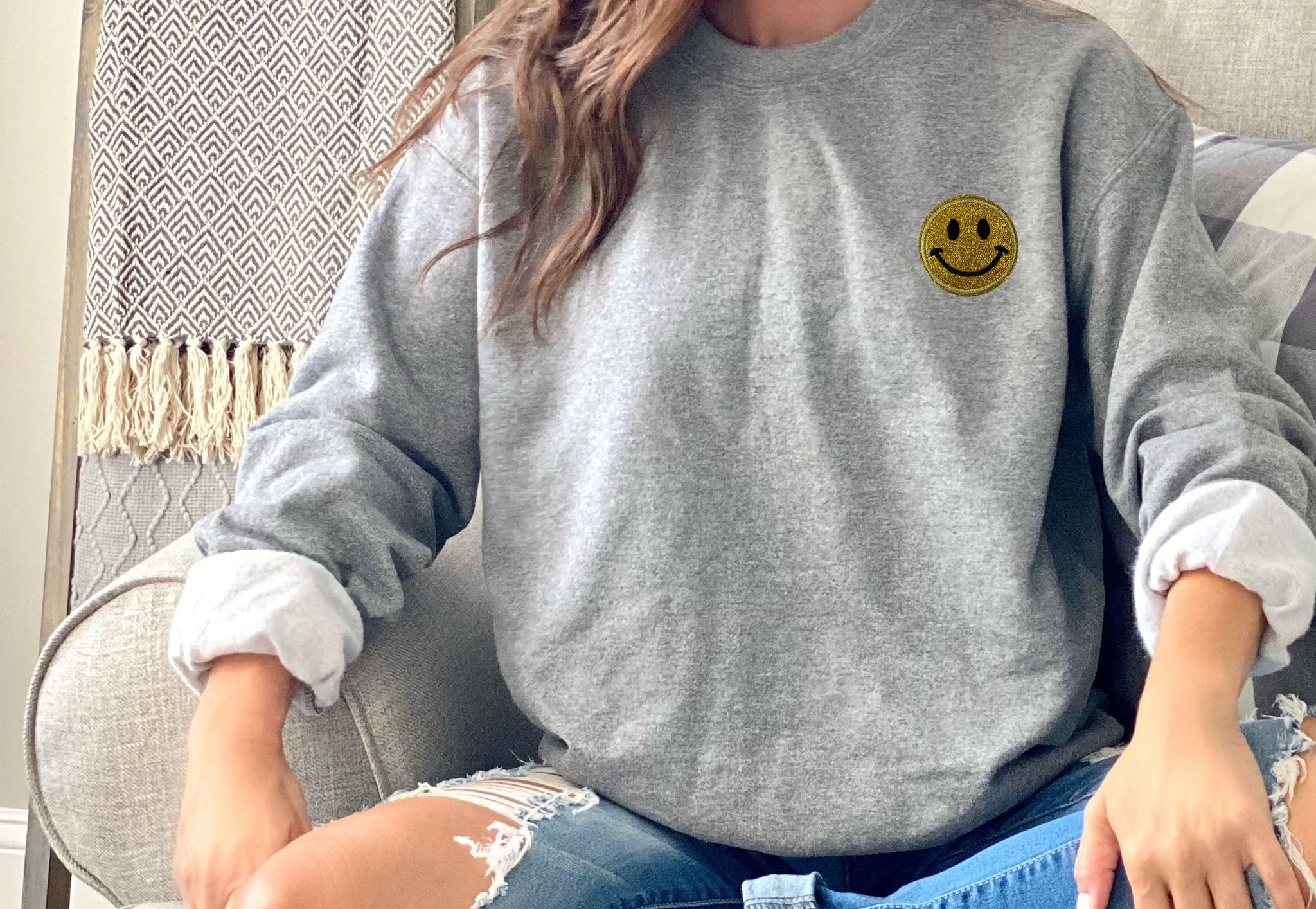 Smiley Face Patch - Women's Sweatshirt